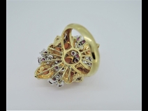 K18/PT900サンゴ石（R1.60ct　Ｄ0.46ct）リング