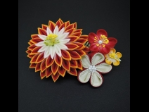 つまみ細工剣菊コ－ム・ミニ2点セット　赤