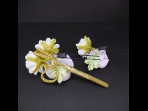 つまみふさ付ミニフラワー2点セット　パープル