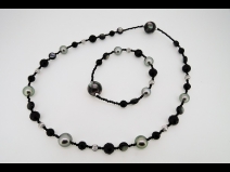 K18WG南洋真珠オニキスネックレス＆ブレス