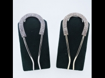 ラインストーン　金属かんざし　シルバー