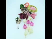 ちりめん梅コーム2点セット　ワイン