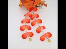 ふっくらちりめん花飾りコ－ム2点セット　オレンジ