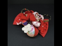 ちりめんつまみ・リボンコ－ム・ミニ2点セット　赤