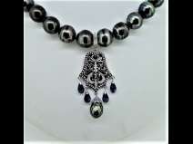 K18WG南洋黒蝶真珠（カット）ペンダント