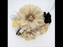 キラキラバラフラワ－コ－ム＆ミニフラワ－2点セット　ゴ－ルド