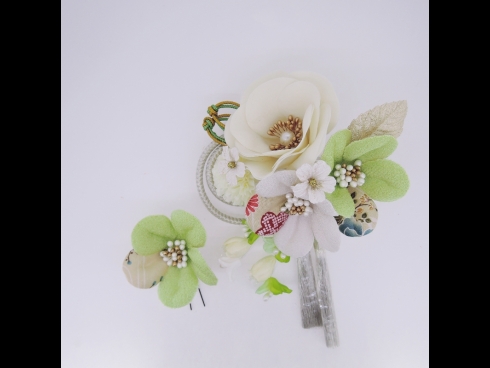 フラワ－コ－ム＆ミニフラワ－2点セット　グリ－ン