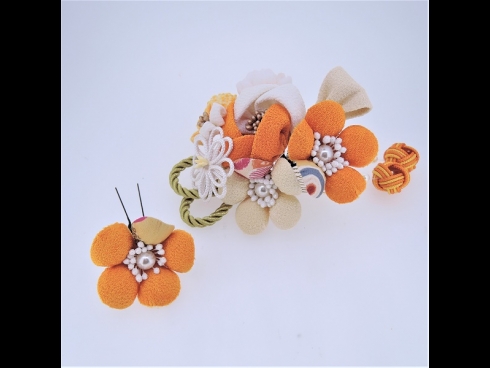 フラワーコーム＆ミニフラワー2点セット　オレンジ