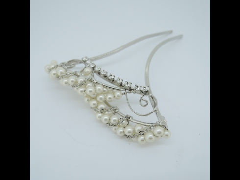 パ－ル付金属かんざし　シルバ－