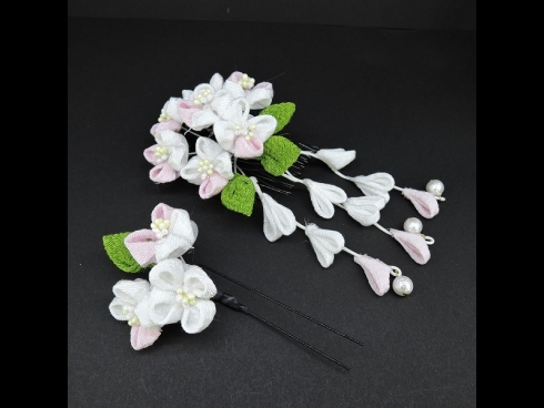 ちりめんつまみコ－ム・ミニ2点セット　白/ピンク