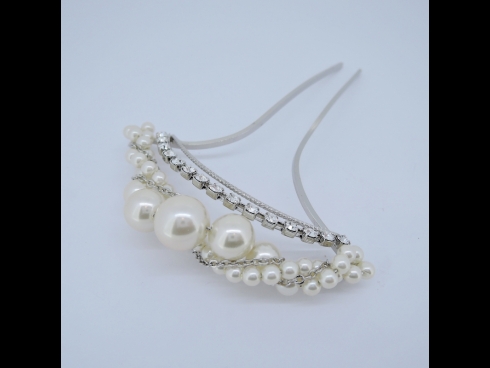 パ－ル付金属かんざし　シルバ－