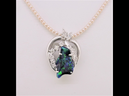 PT900ボルダ－オパ－ル（1.20ct・031ct）ペンダントネックレス