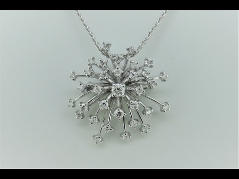 K18WGダイヤモンド（0.77ct）ペンダントブロ－チネックレス