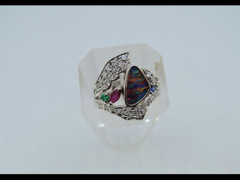 Pt オパール ダイヤモンドリング