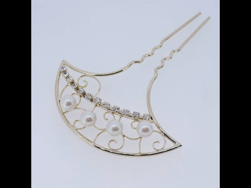 パール付金属かんざし　ゴールド