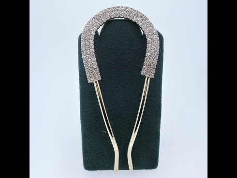 ラインストーン　金属かんざし　ゴールド