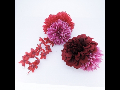 ポンポンマム花下がりクリップフラワ－コ－ム