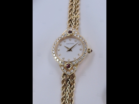 ウォルサム　K18ルビー・ダイヤモンド時計　　（USED)