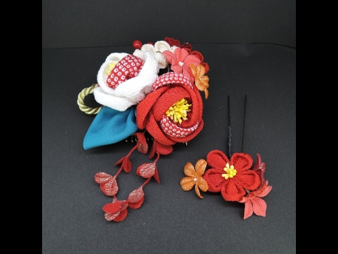 ちりめんつまみコ－ム・ミニ2点セット　赤/白