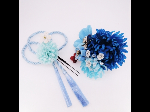 フラワ－コ－ム＆ミニフラワ－2点セット　ブル－
