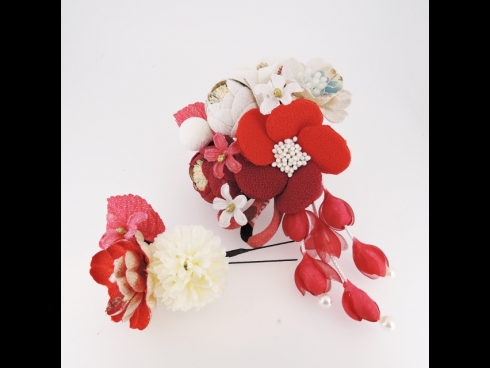 つまみ細工つばきフラワ－コ－ム花下がり＆ミニフラワーセット