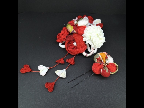 ちりめんつまみコ－ム・ミニ2点セット　白/赤