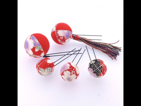 ちりめん玉5点セット　赤