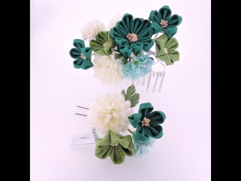 フラワ－コ－ム＆ミニフラワ－2点セット  グリ－ン