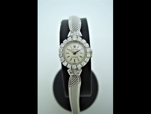 ロレックス　K18WGプレシジョン手巻ベゼルダイヤモンド時計（アンティ－ク）