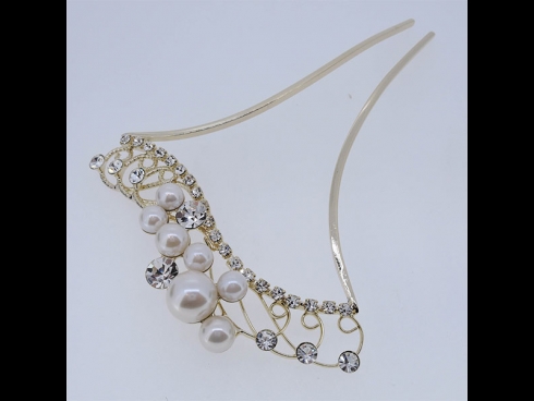 パール付金属かんざし　ゴールド