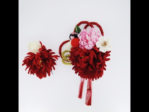 フラワ－コ－ム＆ミニフラワ－2点セット　赤