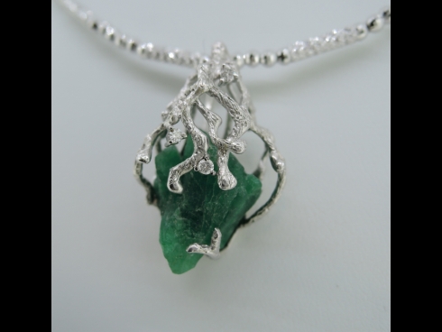 K18WGエメラルドネックレストップ