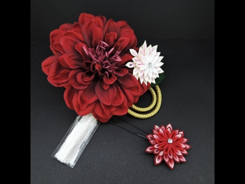 つまみ付フラワ－コ－ム・ミニ2点セット　赤