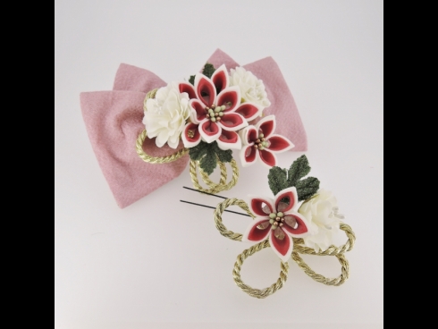 つまみ細工リボンコ－ム＆ミニフラワーセット