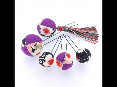 ちりめん玉5点セット　紫