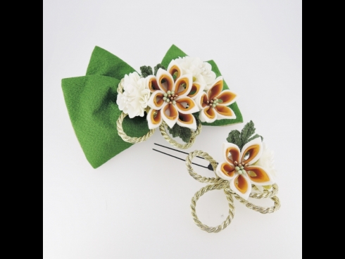 つまみ細工リボンコ－ム＆ミニフラワーセット