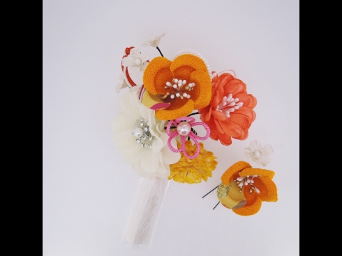 フラワ－コ－ム＆ミニフラワ－2点セット　オレンジ