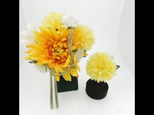 糸菊　コーム＆Uピン２点セット(イエロー)