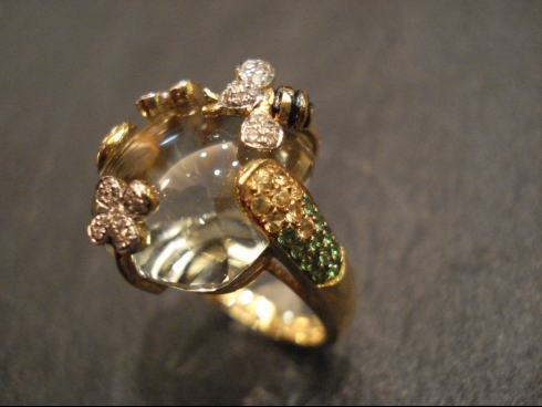 K18水晶ﾀﾞｲﾔﾓﾝﾄﾞ・ｸﾞﾘｰﾝｶﾞｰﾈｯﾄ・ｻﾌｧｲﾔﾘﾝｸﾞ