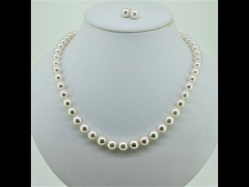 アコヤ真珠ネックレス＆イヤリング（8.5-8.0mm）