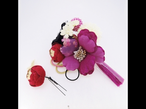 フラワ－コ－ム＆ミニフラワ－2点セット　ワイン