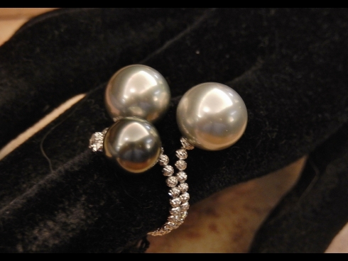 K18WG　南洋珠リング