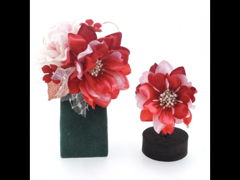 フラワー　コーム＆Uピン２点セット(赤)