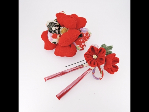 ちりめん細工フラワ－コ-ム＆お花かんざしセット