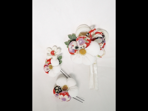 つまみ細工コーム　Uピン3点セット