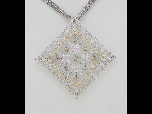K18ダンシングダイヤモンド（2.12ct、1.16ct）ペンダントブロ－チ