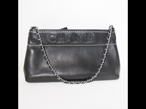 シャネルチェ－ンバッグ　　ブラックカ－フレザ－（USED)
