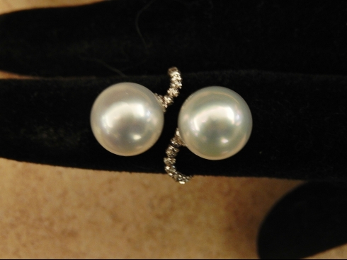 K18WG　南洋珠リング