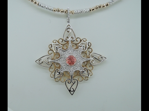 K18WG&PGﾛｰﾄﾞｻｲﾄｶﾞ-ﾈｯﾄ・ﾀﾞｲﾔ   ペンダント