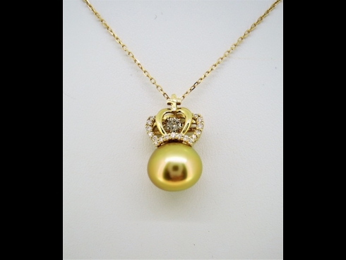 K18ゴールデンパ－ルダイヤモンドネックレス